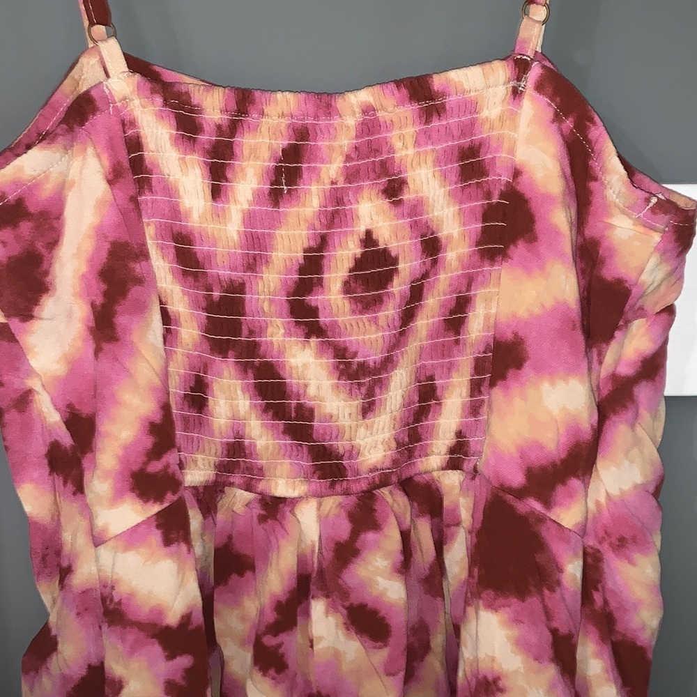 Japna Pink and Brown Geometric Maxi Dress - Picture 6 of 7